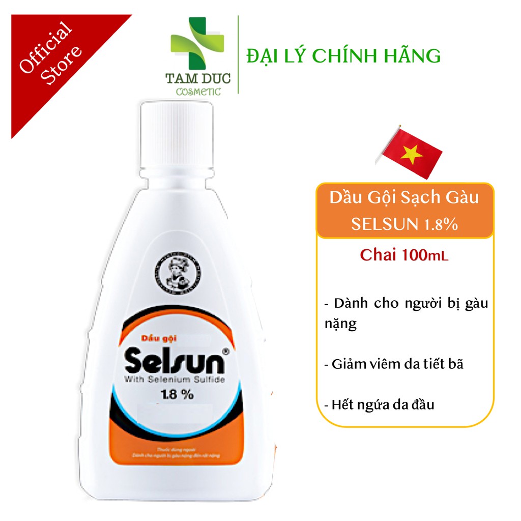 DẦU GỘI SELSUN 1.8% - Dầu gội sạch gàu chính hãng giảm ngứa nấm da đầu nặng Selsun 1,8% 100Ml