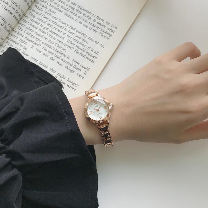 Đồng hồ nữ mặt tròn JW dây hợp kim sang trọng nhỏ xinh size 23