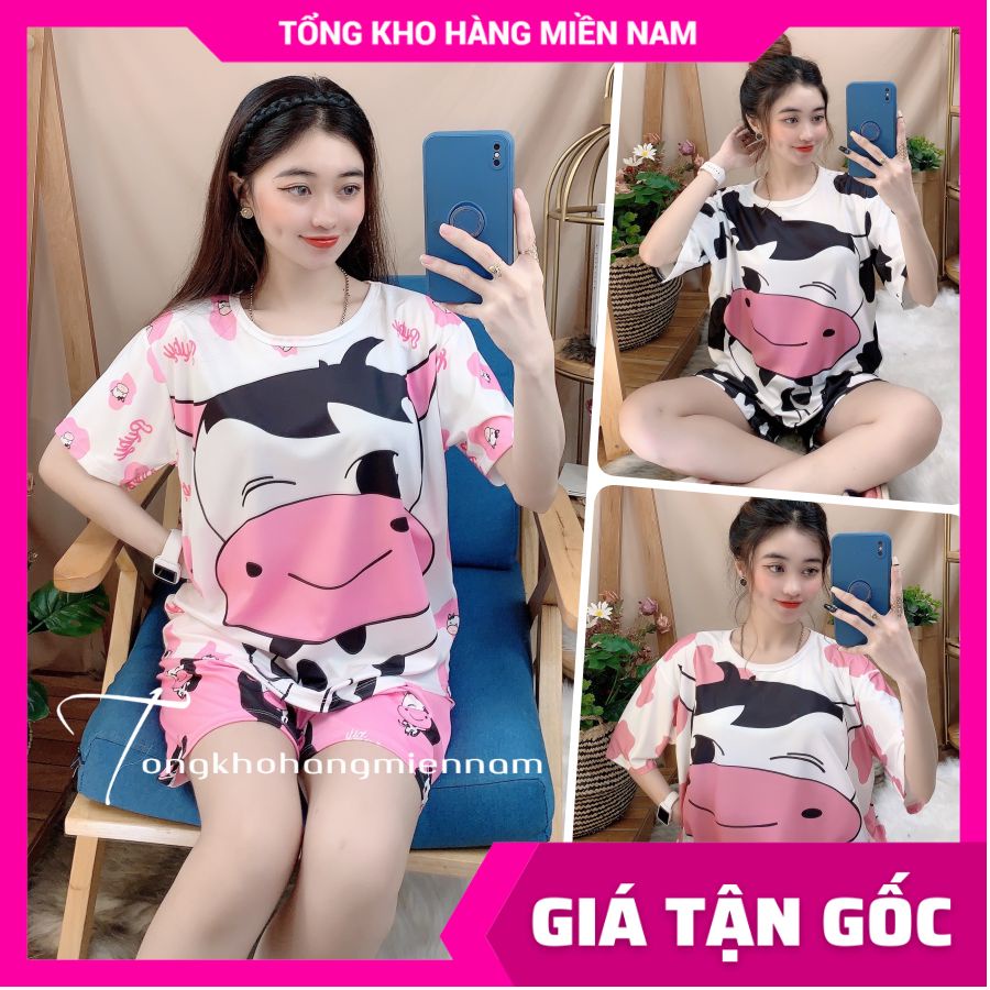 Đồ bộ bò sữa cho bé 5kg đến 70kg chất thun mềm mịn mát Đồ bộ gia đình bộ thun mẹ và bé