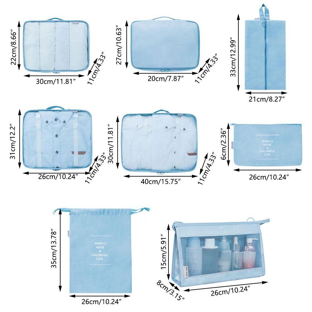 HS Set 8 Túi Lưới Đựng Đồ Du Lịch Chống Thấm Nước