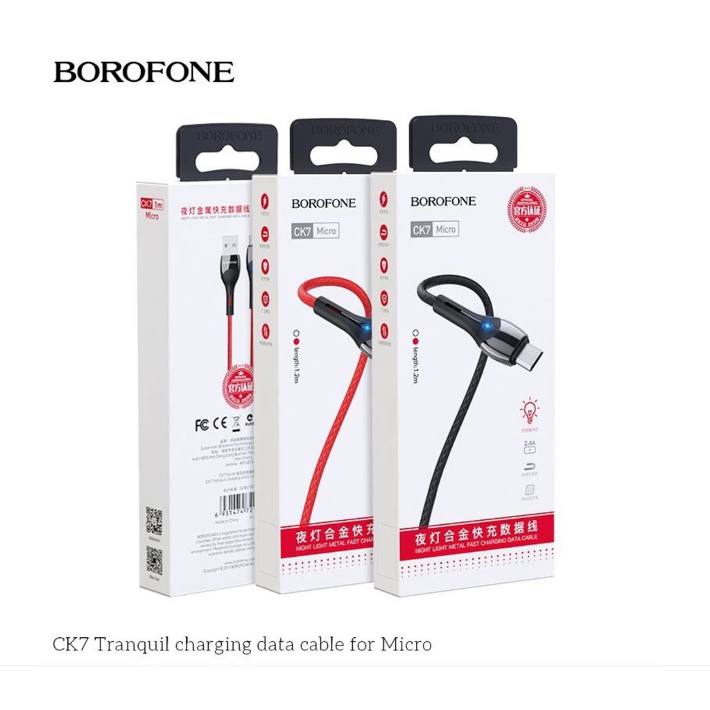 Cáp Sạc MICRO USB Borofone CK7 Dài 1M Dây Dù Cho Android - BH 12 Tháng 1 đổi 1 (MÀU SẮC NGẪU NHIÊN) - Hưng Long PC