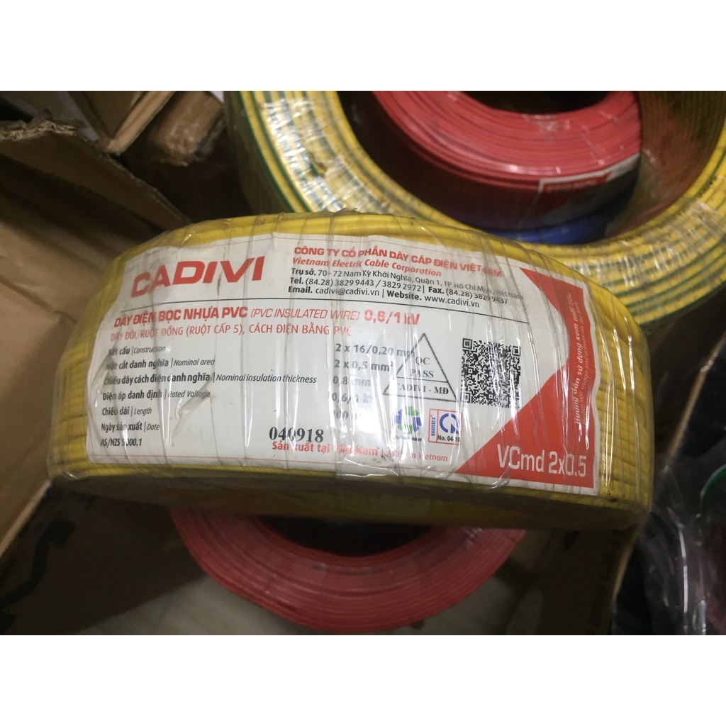 Dây điện đôi Cadivi Vcmd 2x0.5 (2x16) 100m/cuộn - HÀNG CHÍNH HÃNG