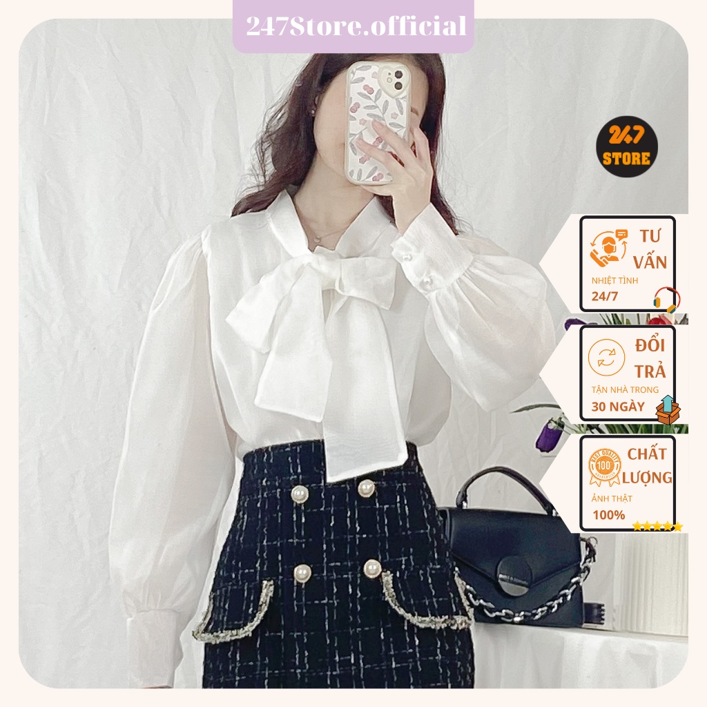 Áo Sơ Mi công sở Nữ Cổ Nơ Chất Liệu Voan 2 Lớp Mềm (4 màu) M530 247STORE