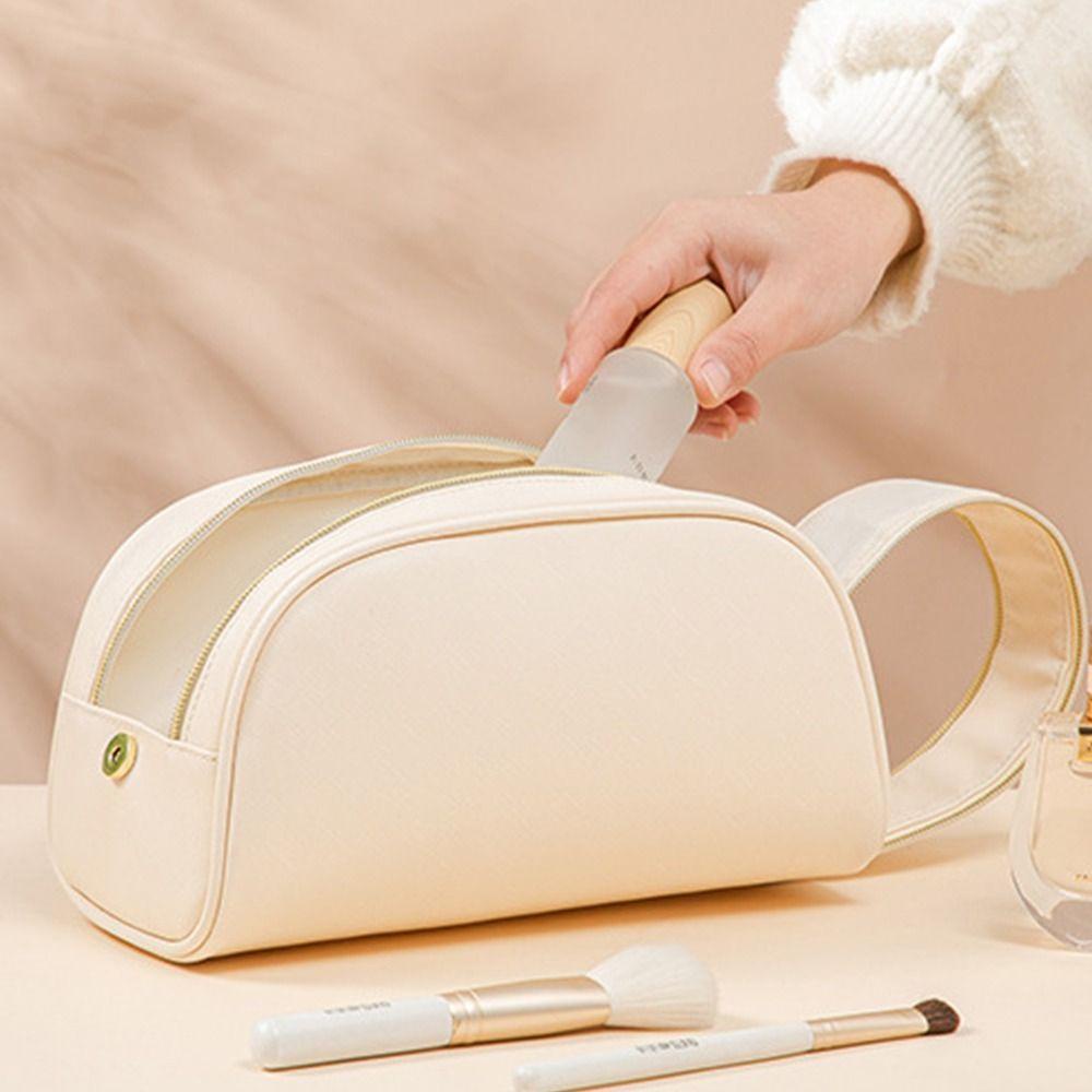 Túi Đựng Mỹ Phẩm Da Pu Khóa Kéo Đôi Cỡ Lớn Thời Trang Cho Nam Nữ