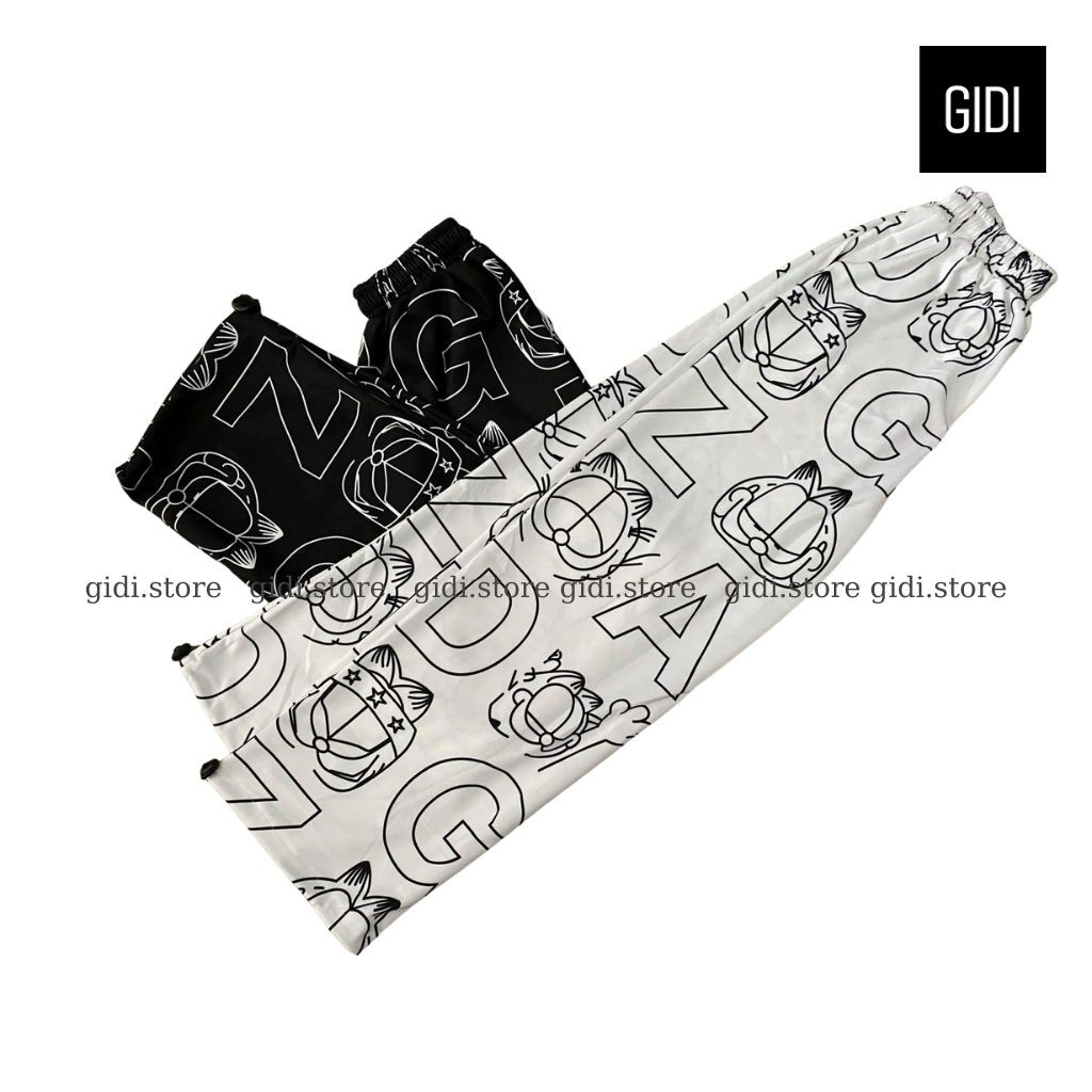 Quần Jogger vải thun lạnh Nam Nữ Unisex in họa tiết mèo - quần dài ống suông có dây rút, không nhăn eo co giãn