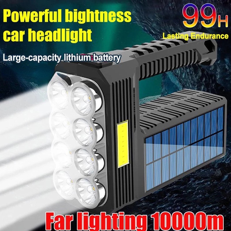Đèn Pin Năng Lượng Mặt Trời 8Led Siêu Sáng Chống Rơi Có Cổng Sạc USB