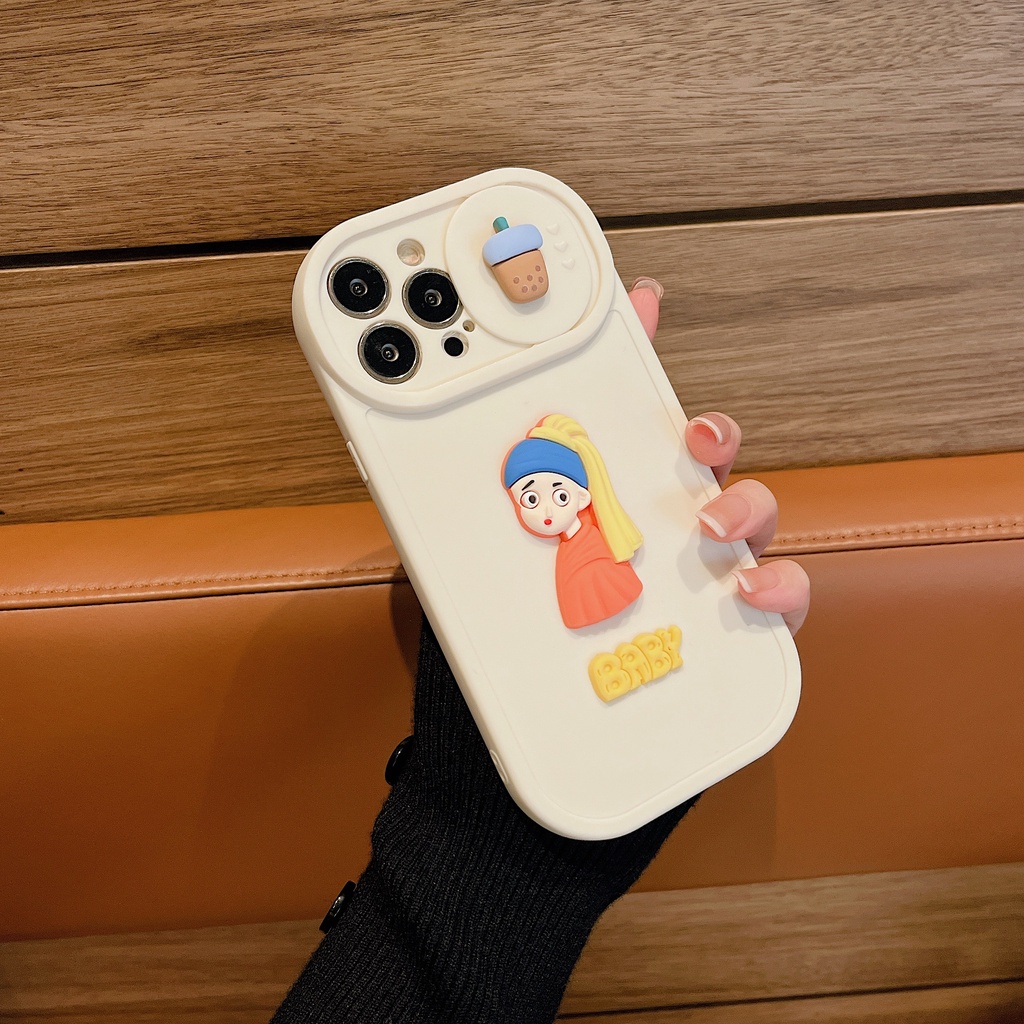 Ốp Điện Thoại Dẻo Họa Tiết Hoạt Hình Cô Gái Đẩy Cửa Sổ Chống Rơi Cho iPhone 11 / 12 / 12PRO MAX / 13PRO MAX / XR / XS