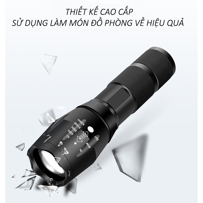 Đèn pin Police T6 MỚI siêu sáng Tặng Bộ sạc và pin sạc - BH 1 ĐỔI 1