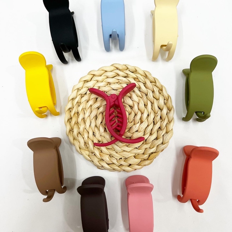 Kẹp tóc càng cua 3 răng nhựa mờ tông màu tươi sáng