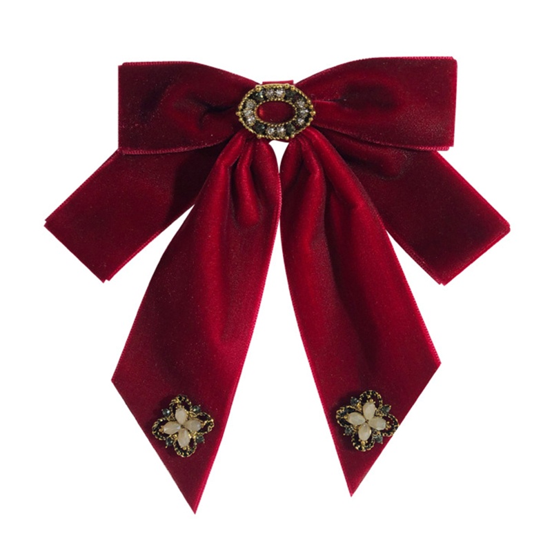 Cài Áo Nhung Đính Đá Hai Lớp Thắt Nơ Phong Cách Lolita Sang Trọng Cho Nữ