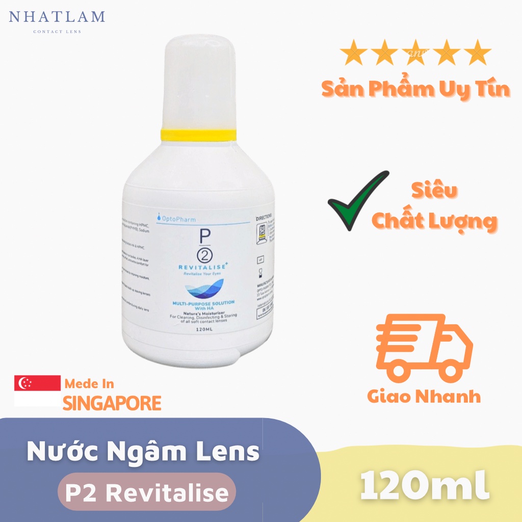 Combo nước ngâm và nhỏ mắt kính áp tròng P2 Revitalise| cấp ẩm 2 lớp cao cấp dành cho mắt nhạy cảm. Sản xuất tại Singapo