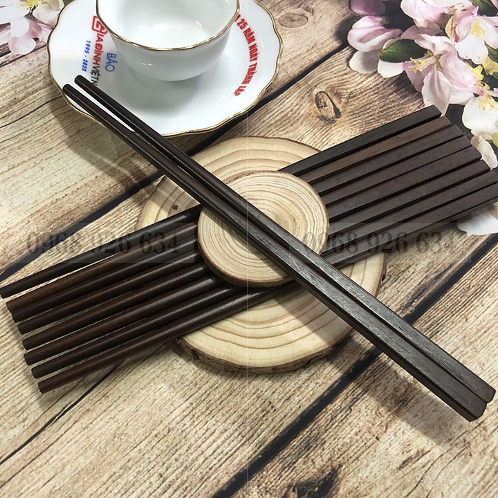 Bộ 10 đôi đũa trắc ăn cơm FREESHIPĐũa gỗ CAO CẤP - Đũa gỗ Trắc chống trơn, chống mốc, bền màu, vân gỗ đẹp