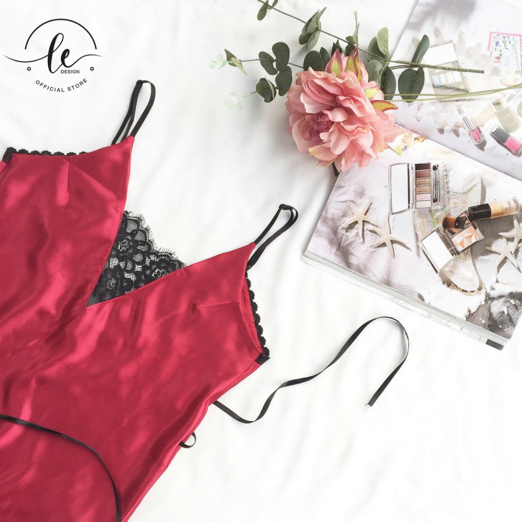 Váy Ngủ 2 Dây Sexy LE.DESIGN Thiết Kế Dáng Suông Hở Lưng Chân Váy Phối Ren Chất Liệu Lụa Mềm Mại Cao Cấp | BigBuy360 - bigbuy360.vn