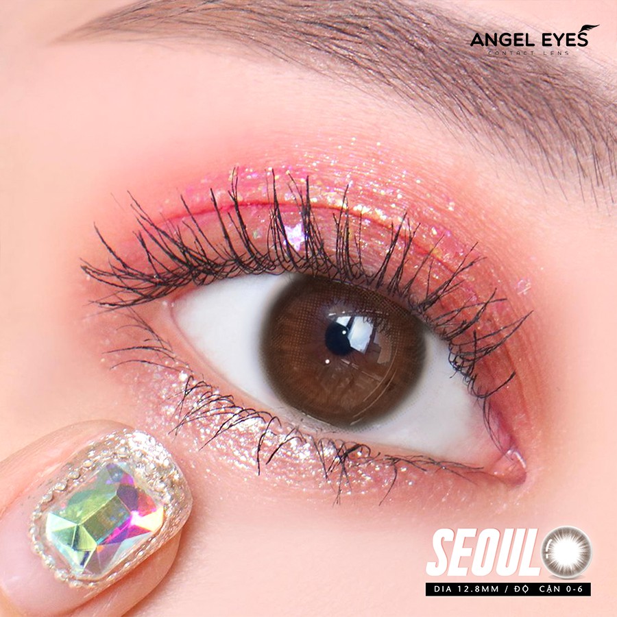 Lens nâu tự nhiên Angel Eyes SEOUL có cận - GDia 12.8mm - Độ cận 0-8