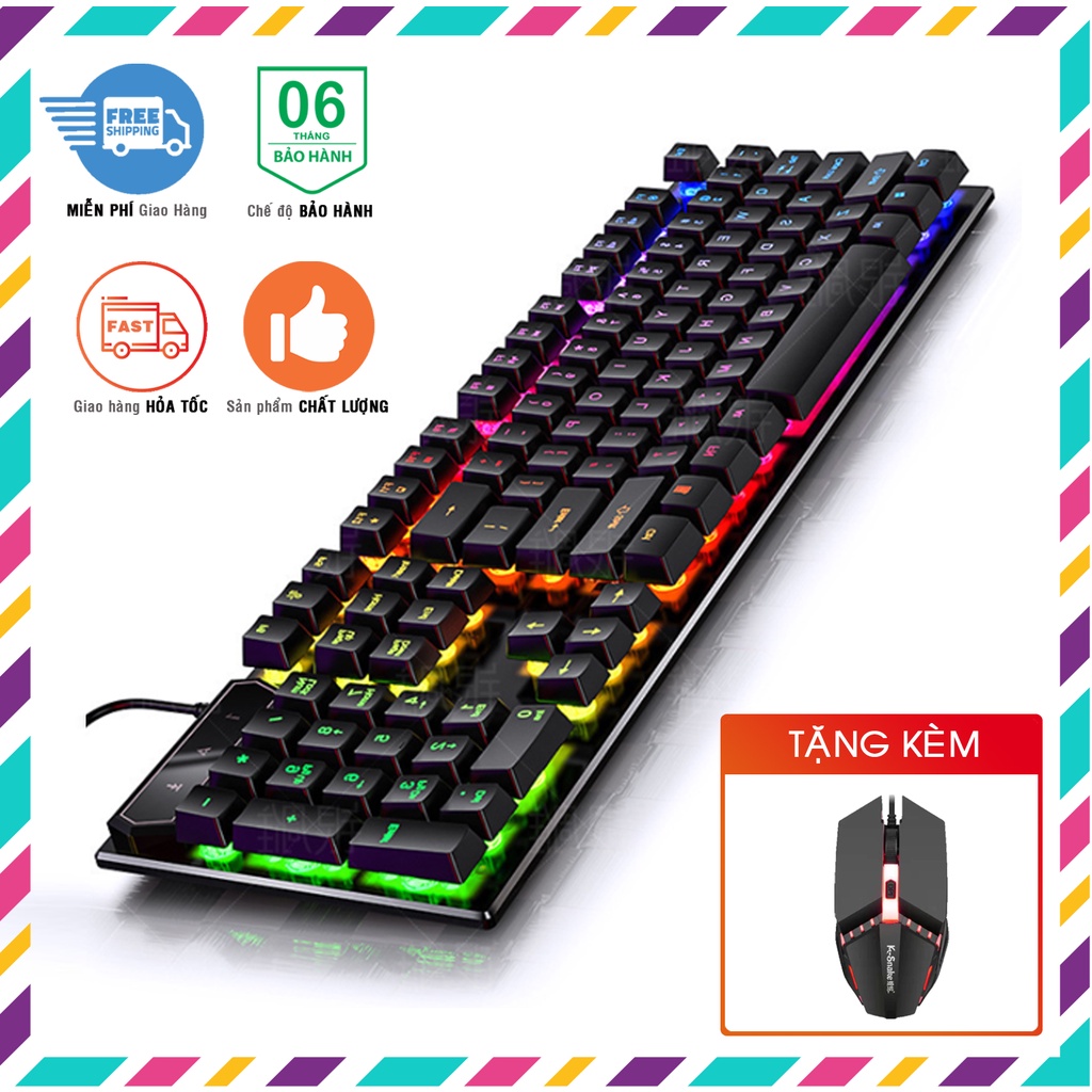 BÀN PHÍM MÁY TÍNH GAMING KHÔNG DÂY GIẢ CƠ RBG LED