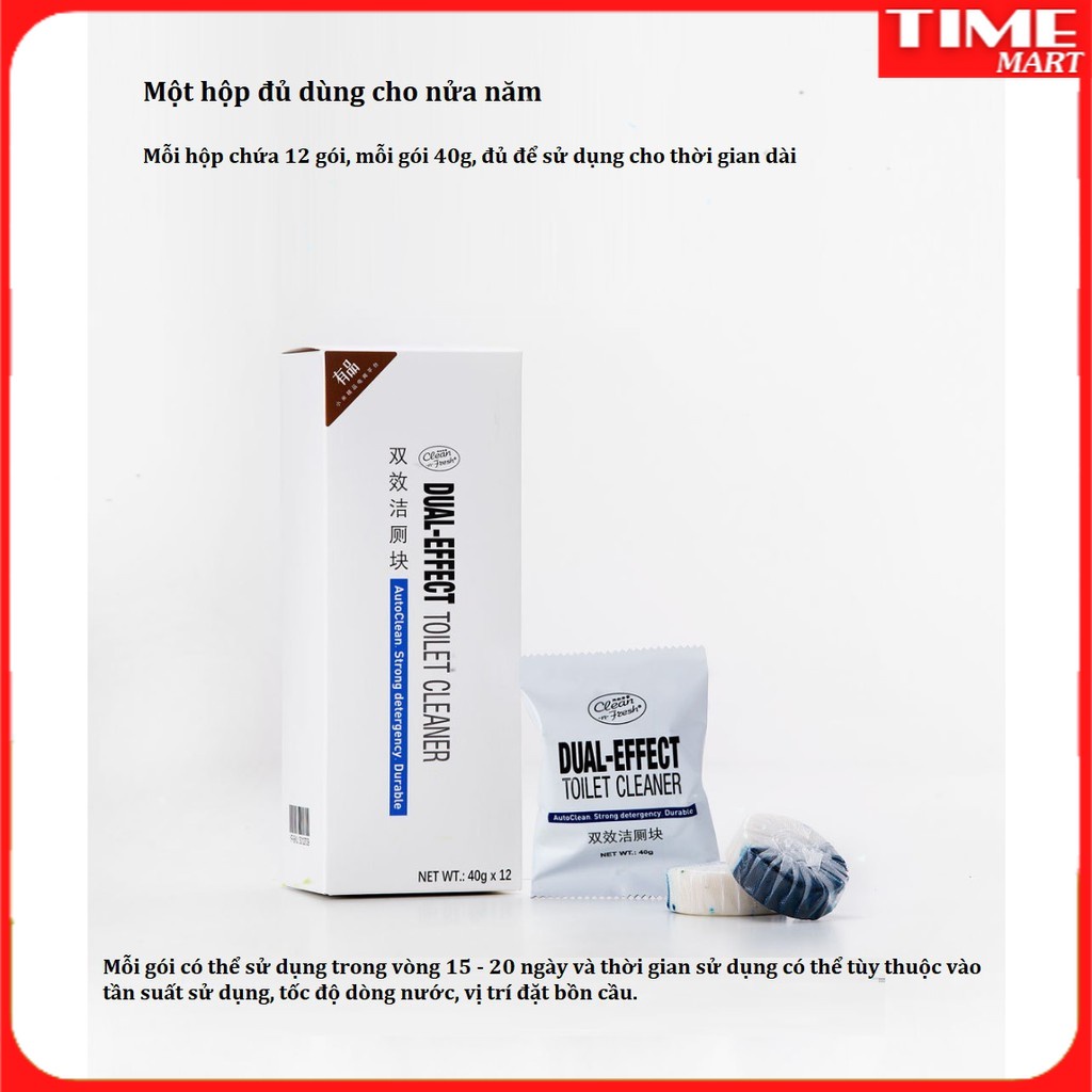 Chất tẩy rửa nhà vệ sinh tác động kép Xiaomi Clean-n-Fresh (40g x 12 gói)[TIME_MART siêu thị tiện ích gia đình]