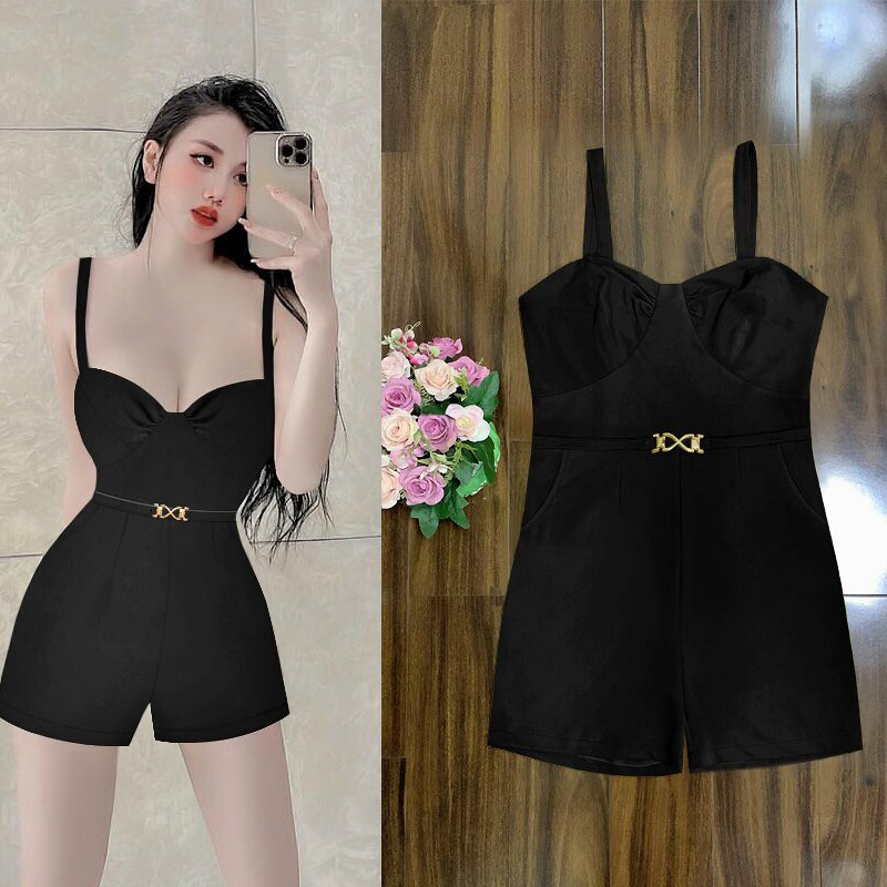 Jumpsuit ngắn jum short cúp ngực 2 dây kèm belt xinh xắn J1173 | BigBuy360 - bigbuy360.vn