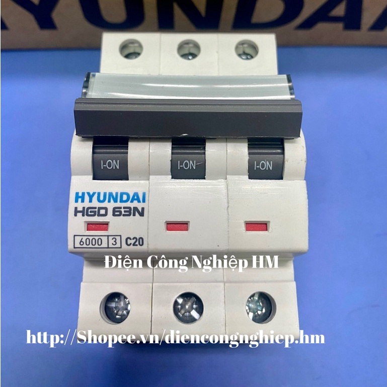 Aptomat MCB 3 Pha HGD63N Hyundai dòng 6A~63A Chính Hãng, Át Tô Mát Tép Cầu Dao Điện MCB 3P
