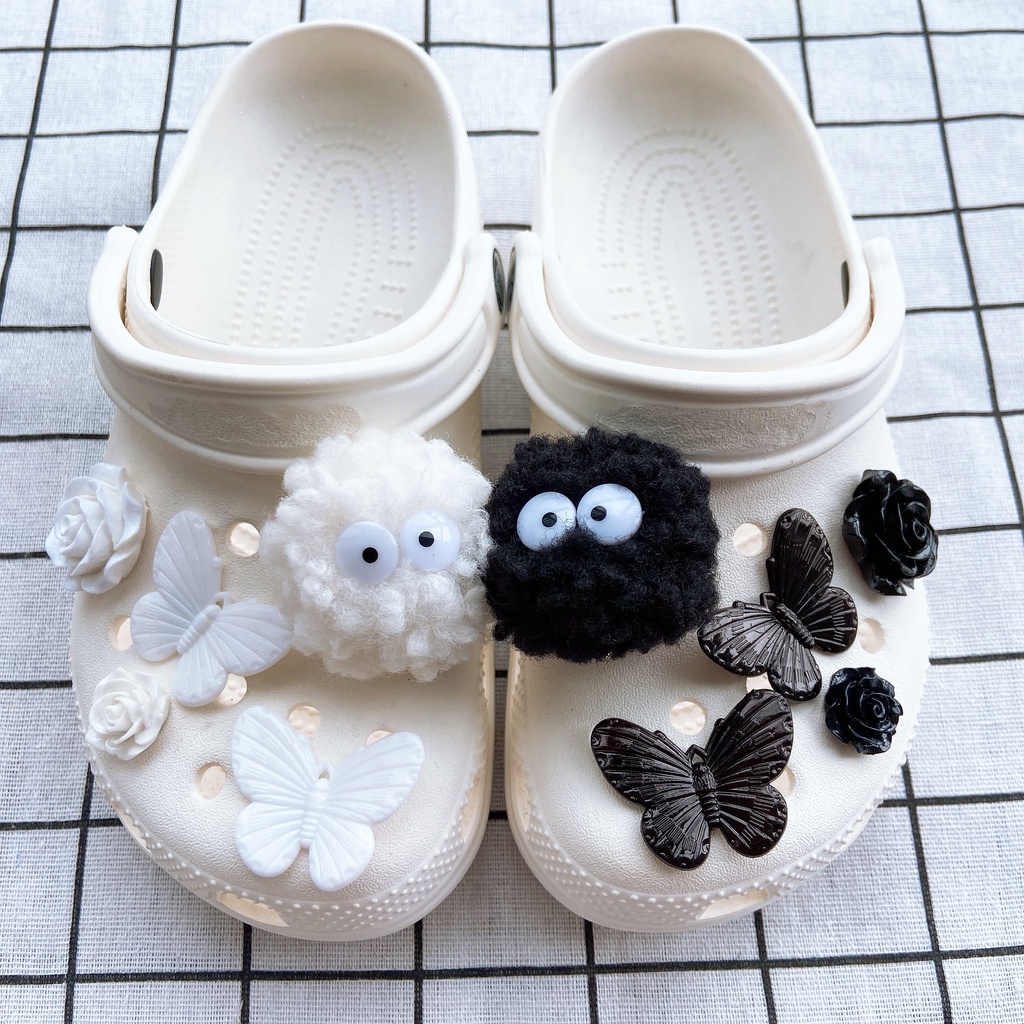 Bộ Phụ Kiện Khóa Giày baroque Màu Trắng Đen DIY jibz Crocs s Trang Trí Quyến Rũ