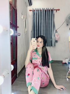 Đồ bộ lụa satin Flamingo (phối cổ)