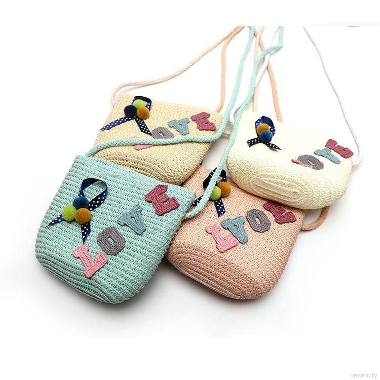 Túi đeo chéo thêu chữ kiểu Hàn Quốc cho bé gái