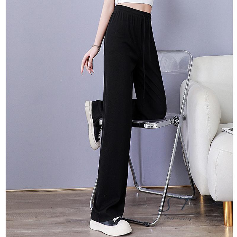 Quần ống rộng Lưng Cao Màu Sắc Đơn Giản Thời Trang Cho Nữ