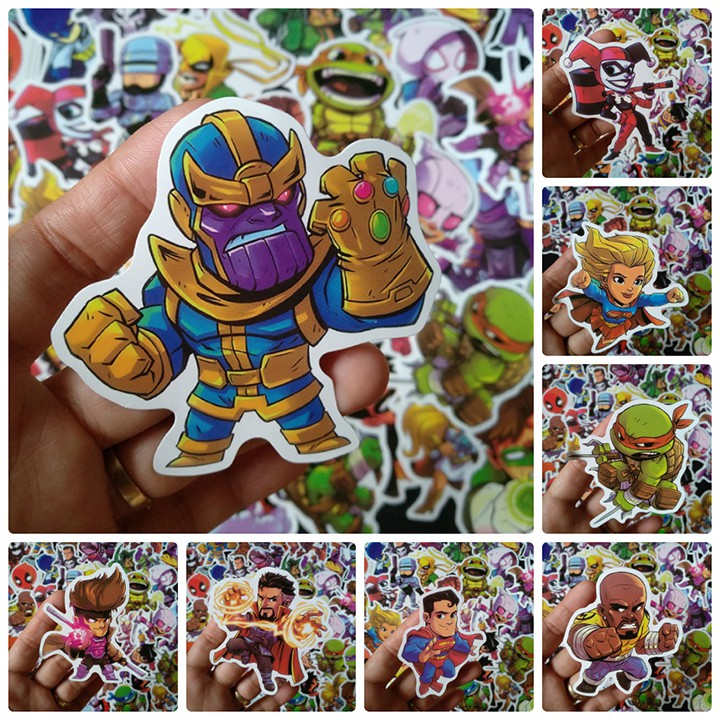 Bộ Sticker dán cao cấp chủ đề NHÂN VẬT HOẠT HÌNH SIÊU ANH HÙNG- Dùng dán Xe, dán mũ bảo hiểm, dán Laptop...