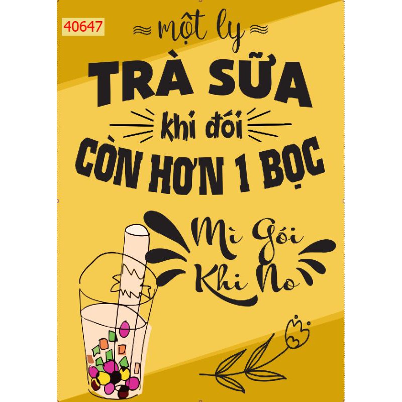 Combo 4 bức tranh 3d dán trang trí quán trà sữa keo sẵn