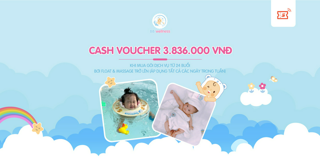 Mã giảm 3.836.000Đ khi mua gói dịch vụ từ 24 buổi dịch vụ bơi Float & Massage trở lên