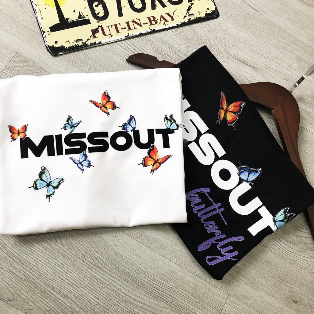 Áo thun tay lỡ MISSOUT BUTTERFLY, áo thun cotton nam nữ unisex , Dricco_offcial