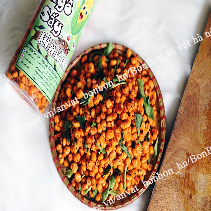 Ngô sấy giòn bò khô lá chanh BonBon đồ ăn vặt Hà Nội 350g ( sản phẩm an toàn vệ sinh thực phẩm ) Bonbon