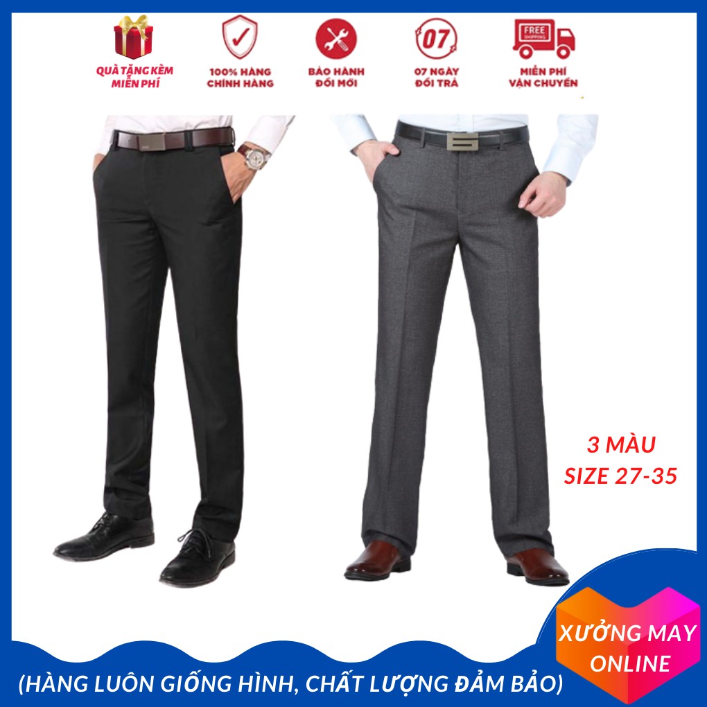 Sale sốc quần âu nam công sở ống suông trung niên size 27 đến 35, quần tây mặc vest có 3 màu cho bạn chọn-XM02