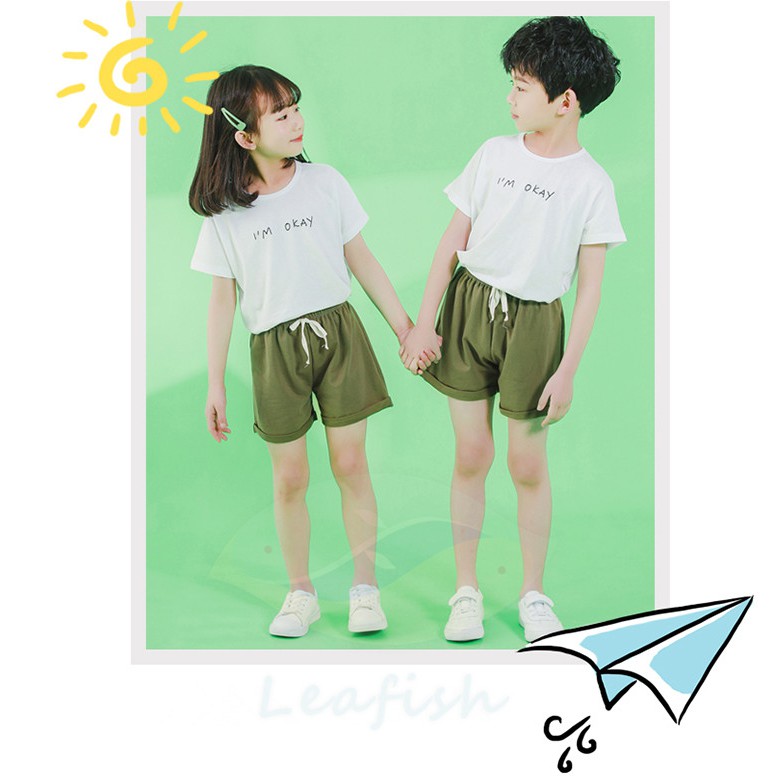 Quần Short Cột Dây Chất Liệu Cotton Màu Trơn Thời Trang Xuân Hè Cho Bé 100-150cm