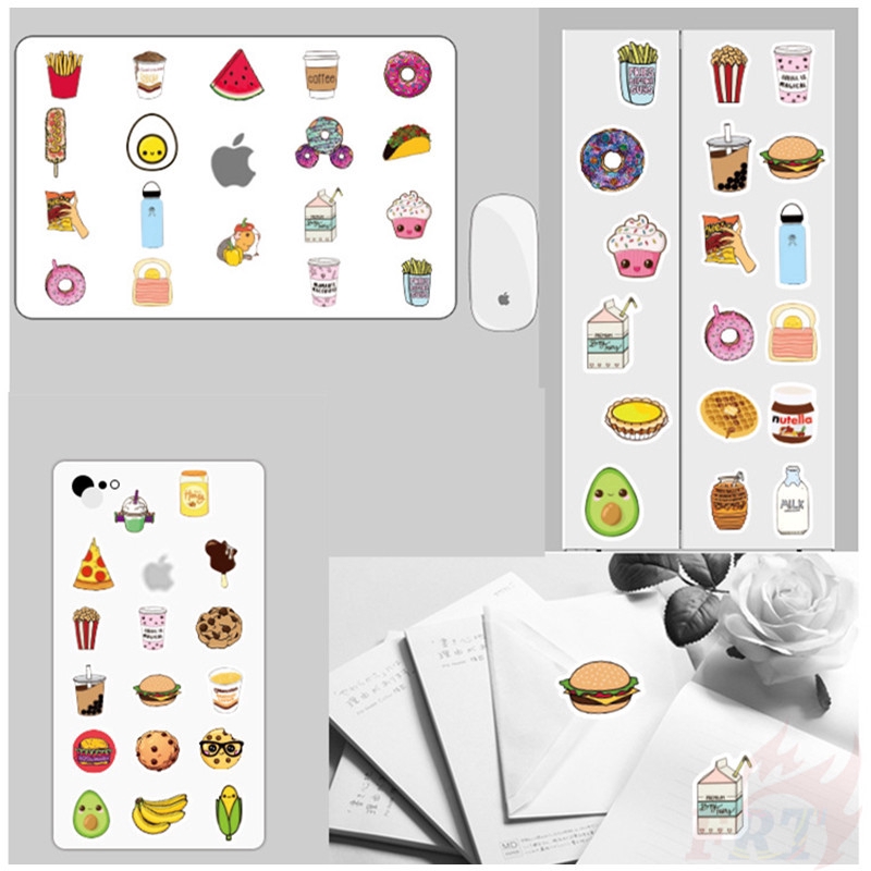 Set 40 Stickers dán trang trí phong cách thức ăn và món tráng miệng xinh xắn