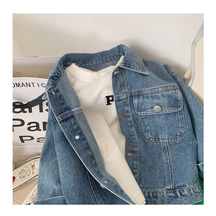 Áo khoác jean denim Hàn Quốc phù hợp bé trai bé gái size 80-120