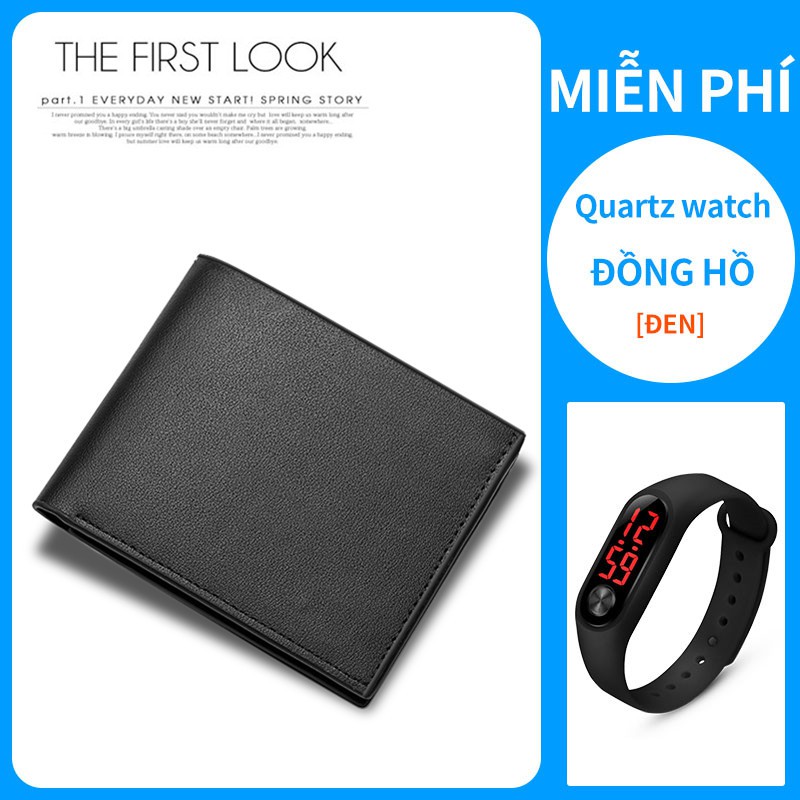 Miễn phí Đồng hồ led Ví da Nam mini, Ví Da thời trang hàn quốc