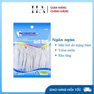 [AUTH] Tăm chỉ nha khoa  Marcomolecule Floss Picks 30 cái ngăn ngừa viêm nướu, hơi thở có mùi, chảy máu chân răng