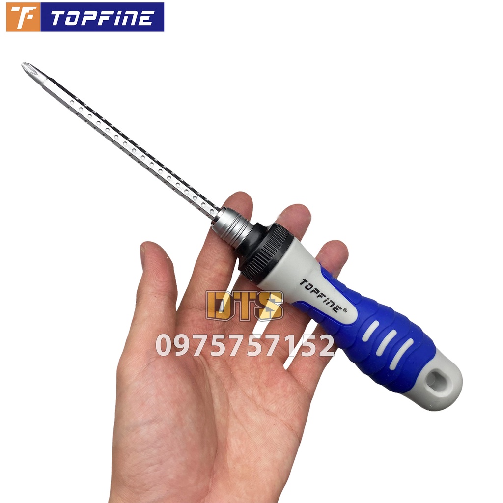 Tô vít nấc 2 đầu dài 180mm trợ lực tự động TOP FINE, tua vít đa năng đảo chiều có nam châm thép S2 cứng sửa chữa nhà cửa