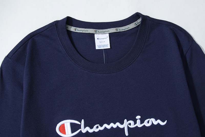 Áo Thun Cotton Ngắn Tay Cổ Tròn Thêu Chữ Champion Thời Trang Đơn Giản