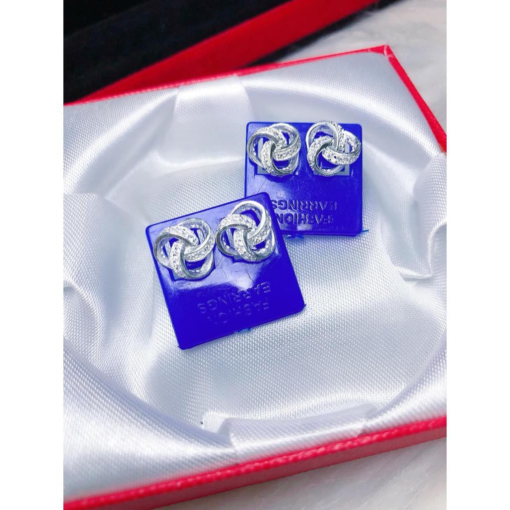 Bông tai nữ bạc thật giá rẻ mẫu hoa 3 cánh chất liệu bạc ta sáng đẹp/ Trang sức bạc JQN