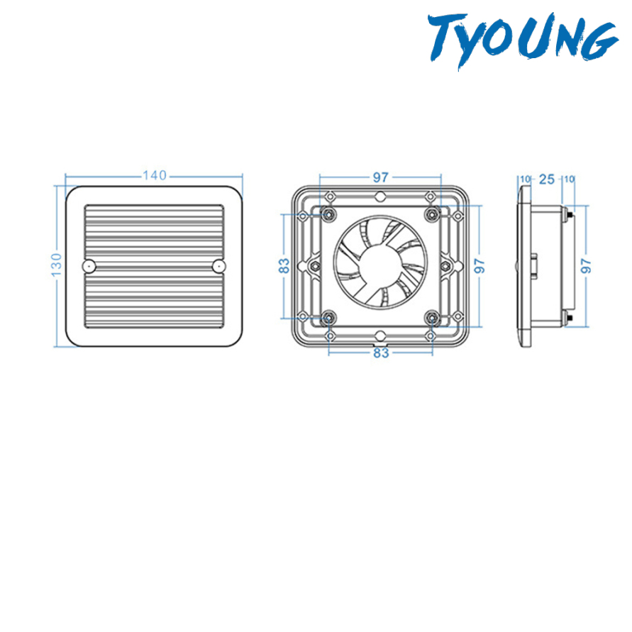 Quạt Thông Gió Làm Mát Màu Trắng Gắn Bên Hông Xe Caravan / Mô Tô Rv