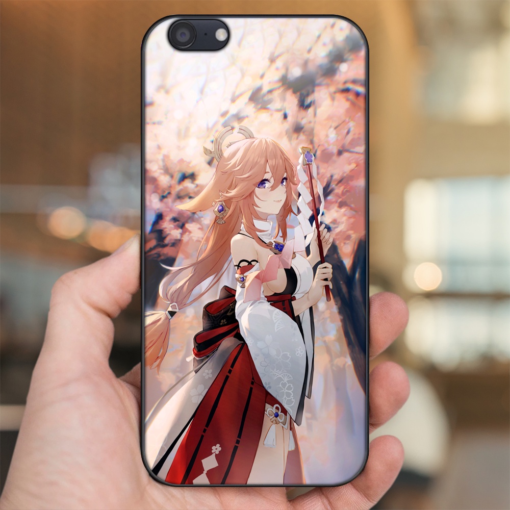 Ốp lưng Oppo A71 viền đen in hình Yae Miko Genshin Impact