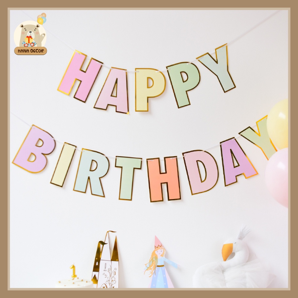 Dây Happy birthday trang trí sinh nhật phong cách Hàn Quốc
