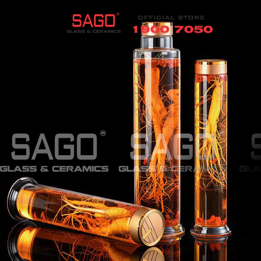 Bình Sâm Thủy Tinh Trụ Nắp Vặn Xi Vàng Cao Cấp 1.0 Lít , 1.5 Lít , 2.0 Lít | Tùy Chọn Dung Tích