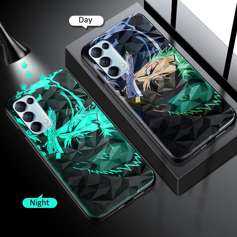 Ốp điện thoại cứng hình One Piece màu dạ quang cho OPPO Reno5 A5s A3s A92 A31 2020 A5 2020 A9 2020 A53 2020 F9 Realme 2 Pro A12 A7