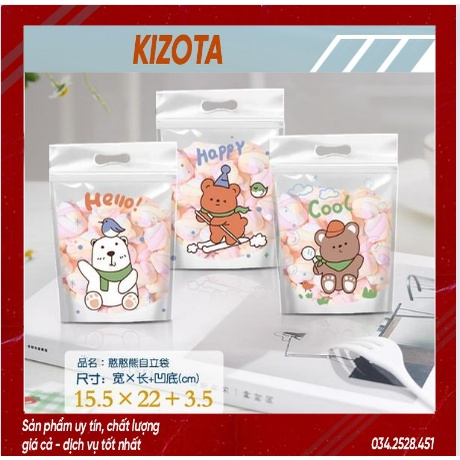 Túi ziplock 15x22cm túi thực phẩm bánh quy, kẹo, quà tặng mới dễ thương hoạt hình 2022- Set 50 túi zip -kizota