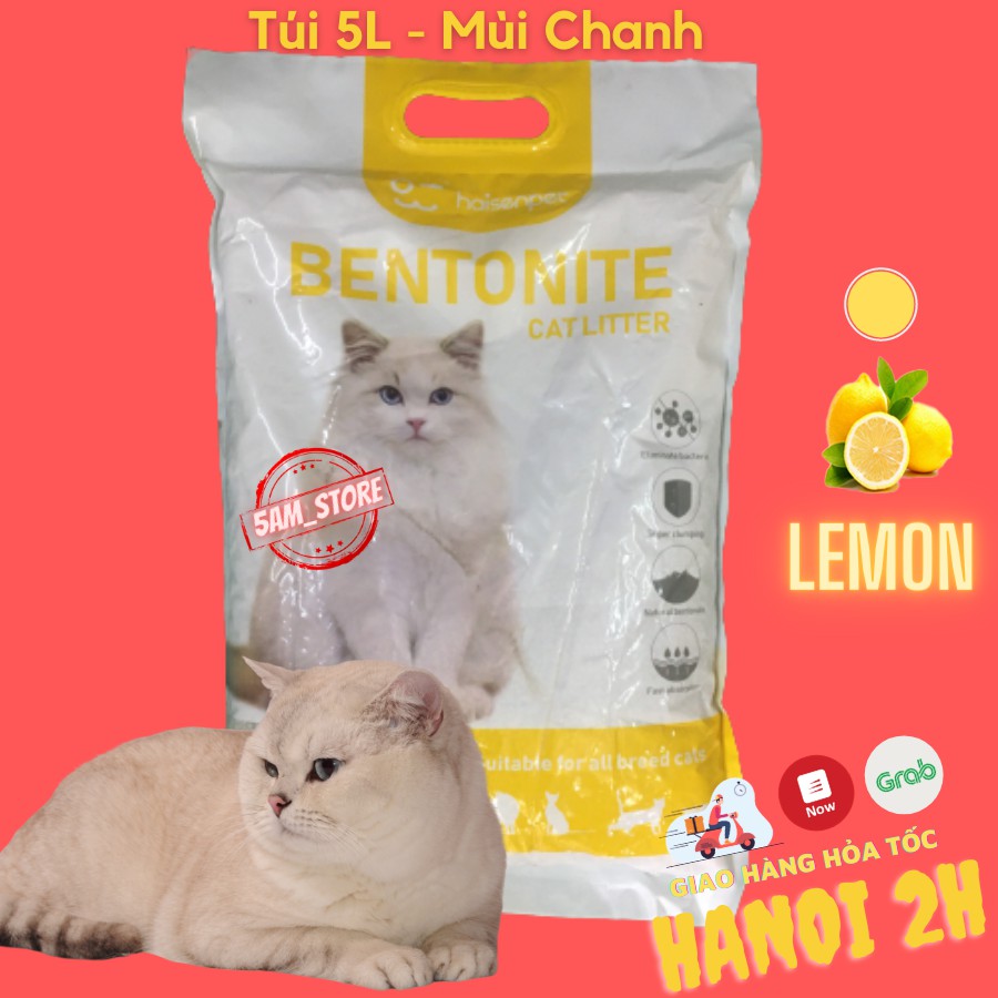 Cát vệ sinh cho mèo Bentonite 5L mùi cafe chanh táo 5amstore