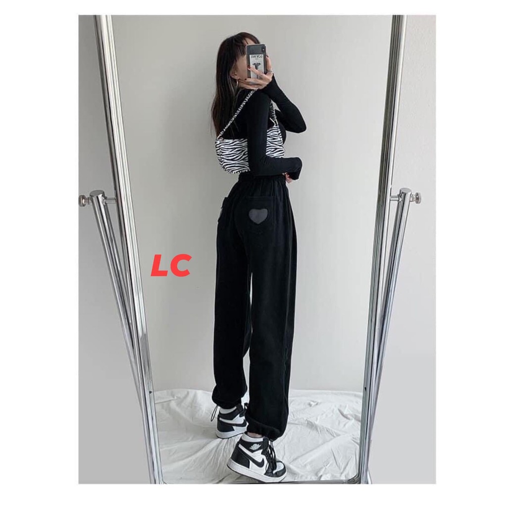 [Mã FAMAYWA giảm 10K đơn 50K] Quần nỉ bo chun in hình trái tim / Quần jogger ống rộng in hình trái tim | BigBuy360 - bigbuy360.vn