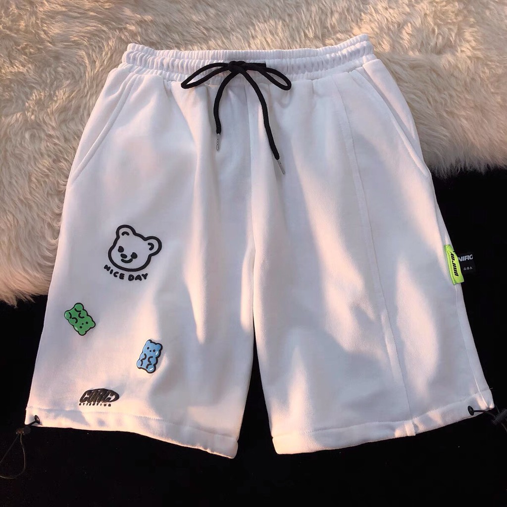 Quần đùi in hình gấu nice day ống rộng ullzang 💕 Quần đùi siêu cute | BigBuy360 - bigbuy360.vn