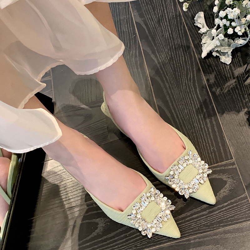 Giày Cao Gót Mũi Nhọn Đính Đá Thời Trang Mùa Hè 2022 Mới Cho Nữ